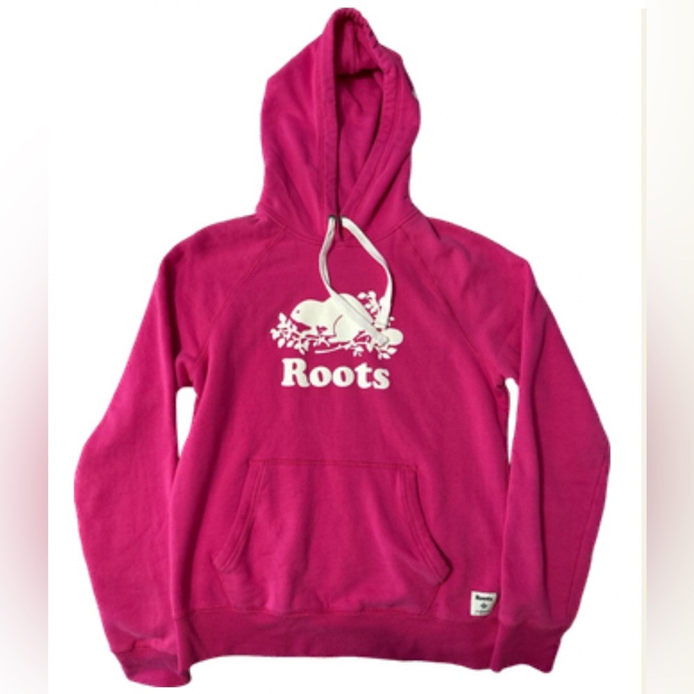 Roots Bright Pink Cotton Hoodie - Small